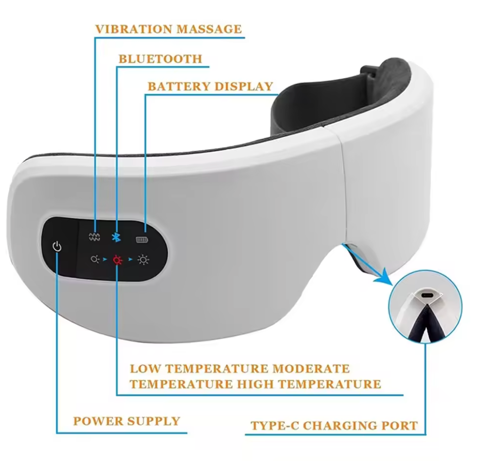 Smart Eye Massager – Hot Compress, Vibration, Bluetooth Music & Anti-Aging Eye Care