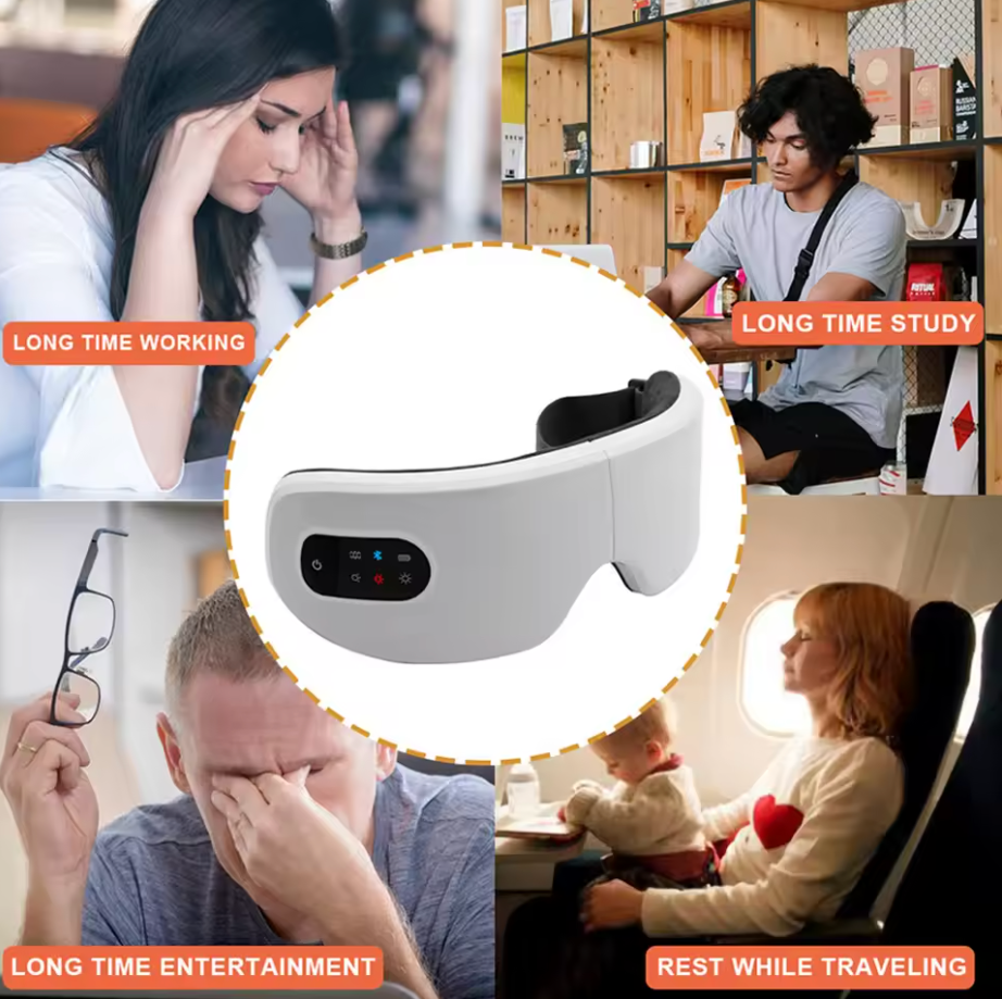 Smart Eye Massager – Hot Compress, Vibration, Bluetooth Music & Anti-Aging Eye Care